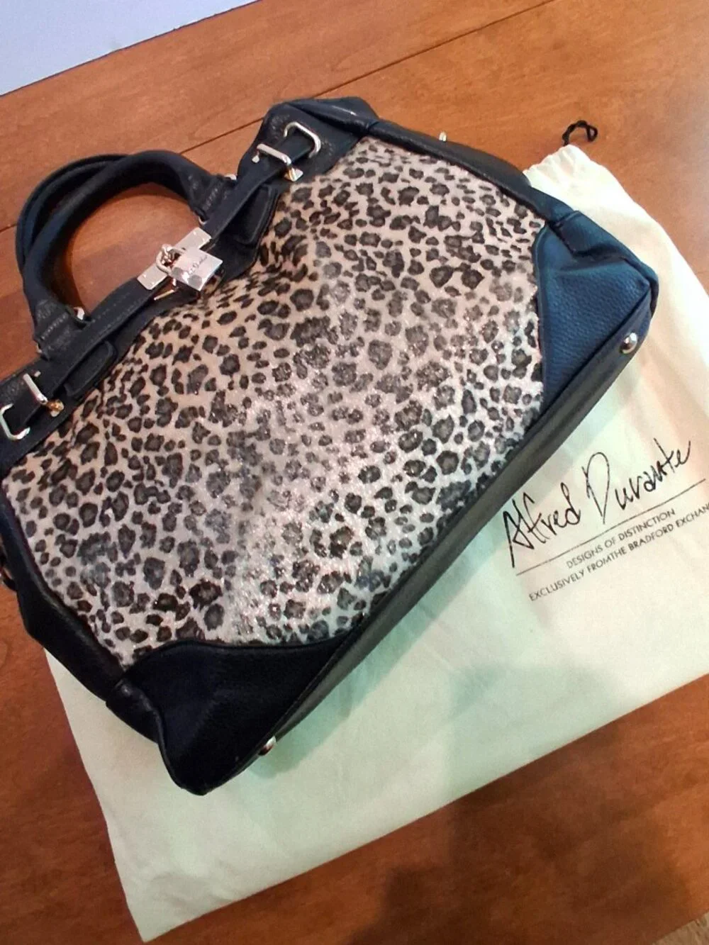 Bradford Exchange Alfred Durante Leopard Faux Fur & Leather Satchel Handbag